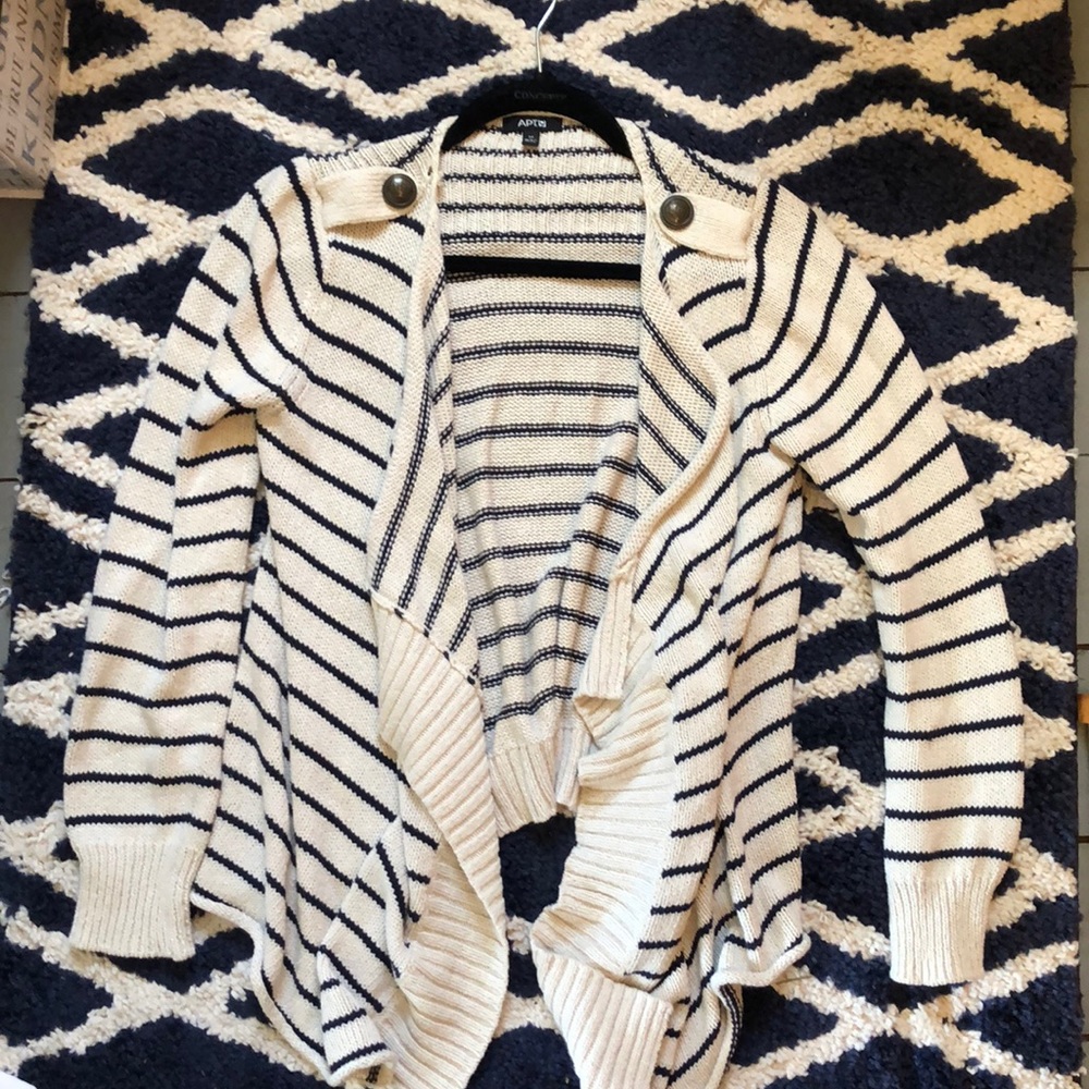 Blue and cream striped sweater